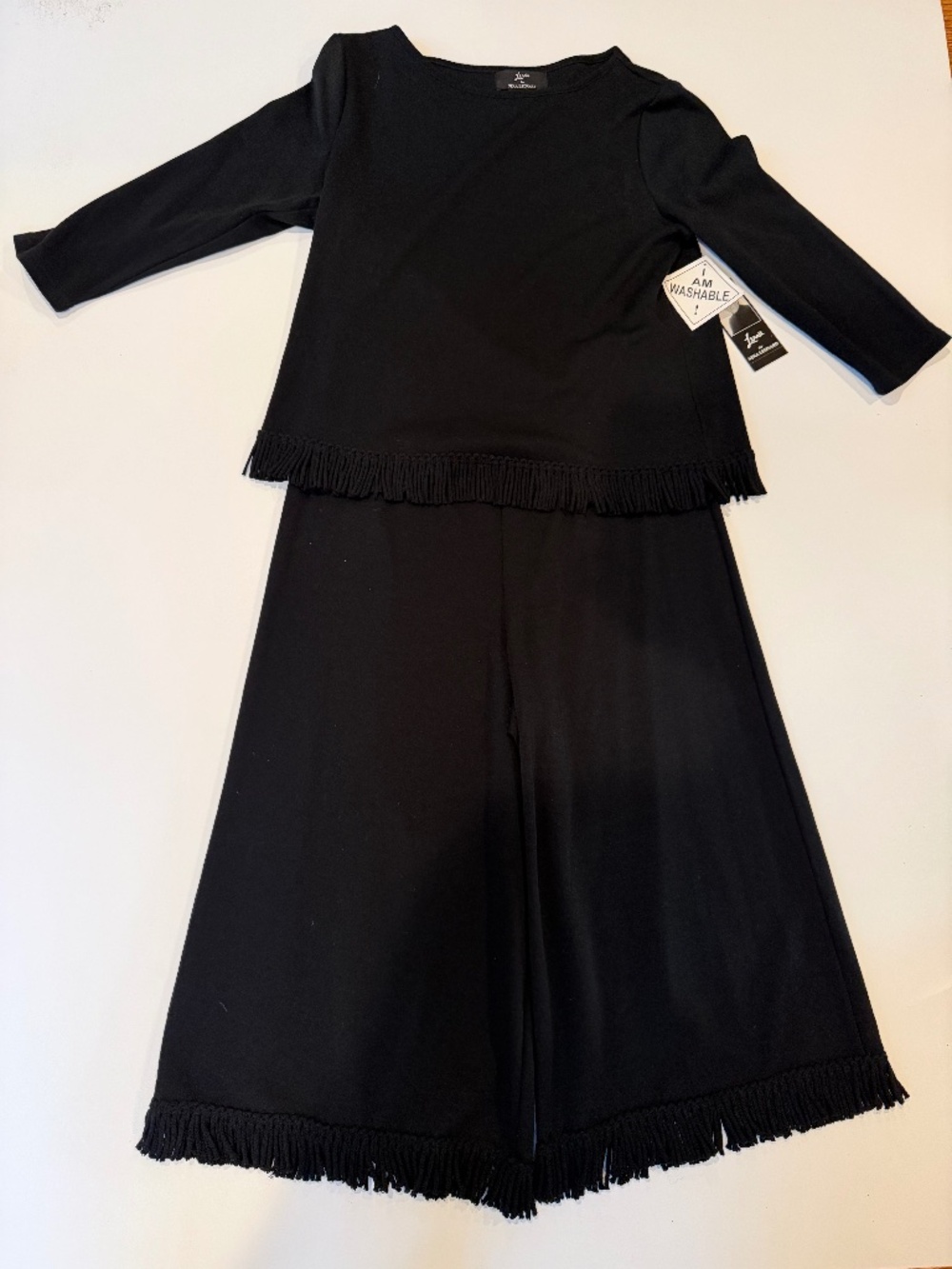 NWT - NINA LEONARD 2 PIECE FRINGED  PANT SET